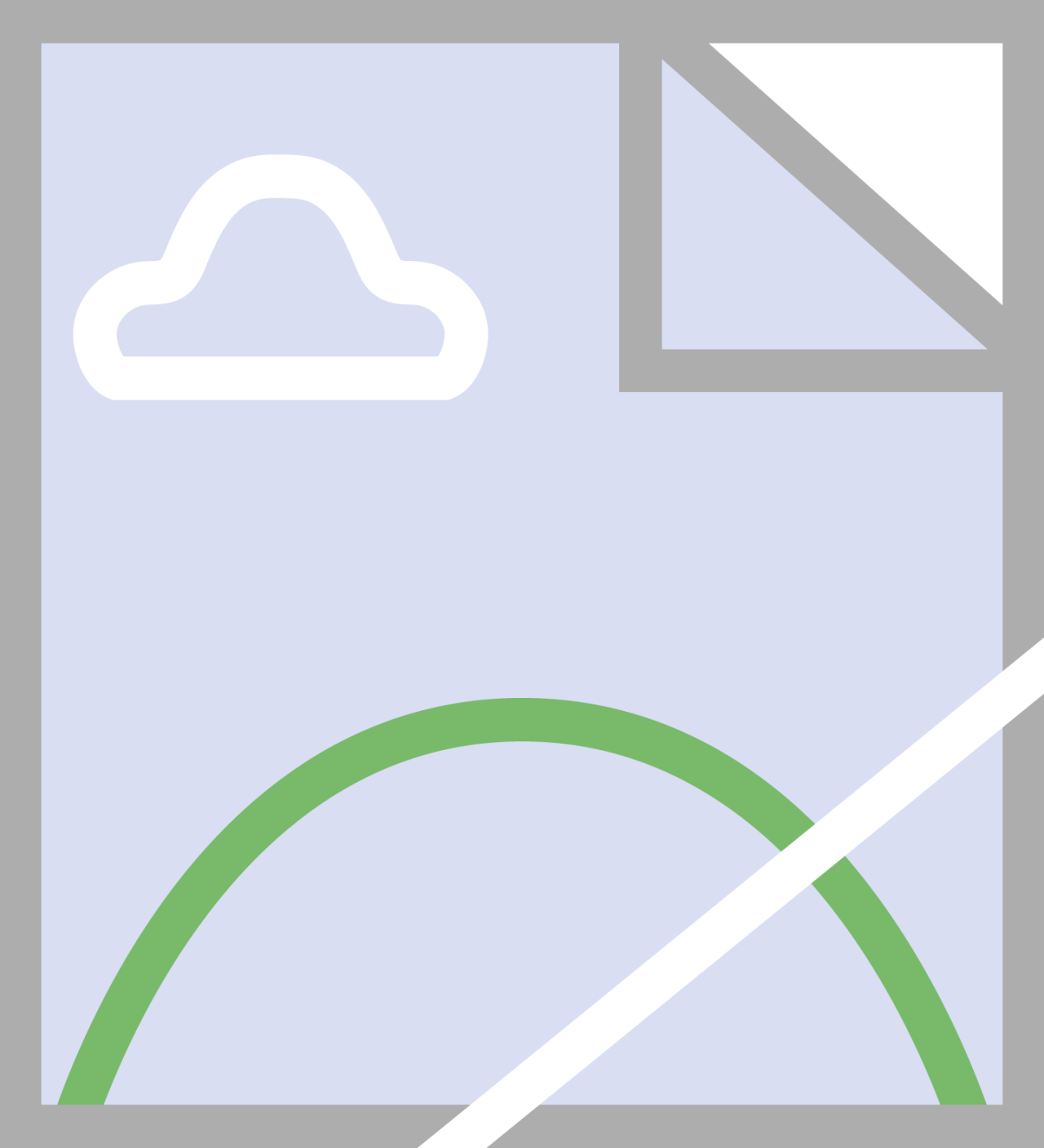 Illustration of a broken-image placeholder icon with a cloud and a green arc inside it